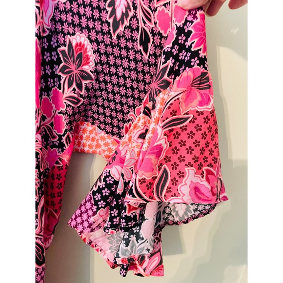 Johnny Was Valennis Ruffle Kimono Swim Cover Pink Floral Size L/XL - Picture 6 of 9
